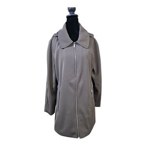 London Fog Tower Hooded Ash Gray Mid-Length Full-Zip Coat Size Medium